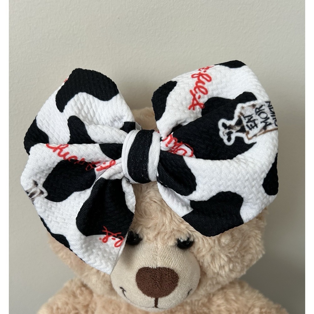 Lot 2 Chic Fil-A‎ Cow Hair Bows Eat More Chicken Baby Girls Animal Soft Headband